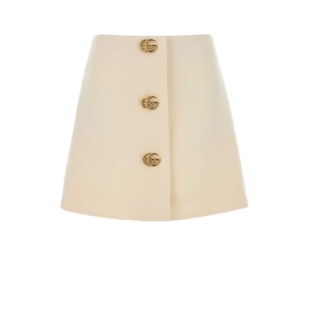 Gucci Women Ivory Crepe Mini Skirt